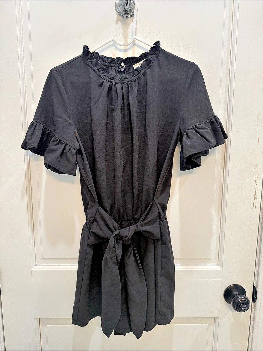 Impeccable Pig Black Ruffle Sleeve Romper